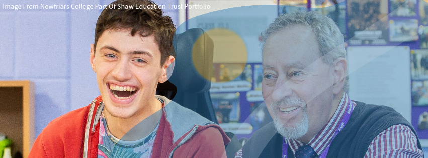Image of a student and teacher laughing from Newfriars College part of Shaw Education Trust's Portfolio